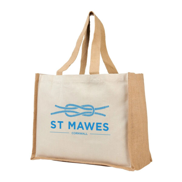 Canvas and jute shopping tote bag 23L - Natural / Natural Thumbnail