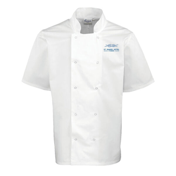 St Mawes Hotel - Premier Unisex Short Sleeve Stud Front Chef's Jacket  Thumbnail